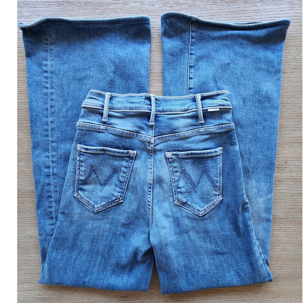 Mother The Hustler Roller Sneak Wide Leg Jeans High Rise Flare boho Festival